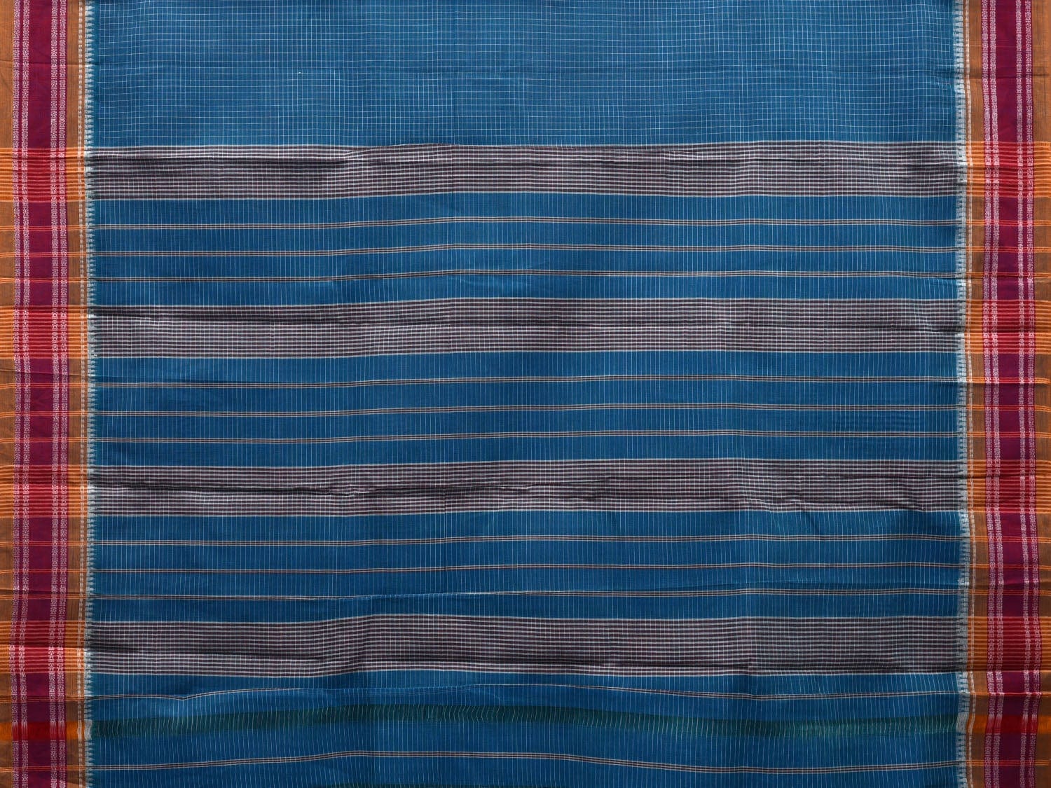 Blue Narayanpet Cotton Handloom Saree with Checks Design No Blouse np0540
