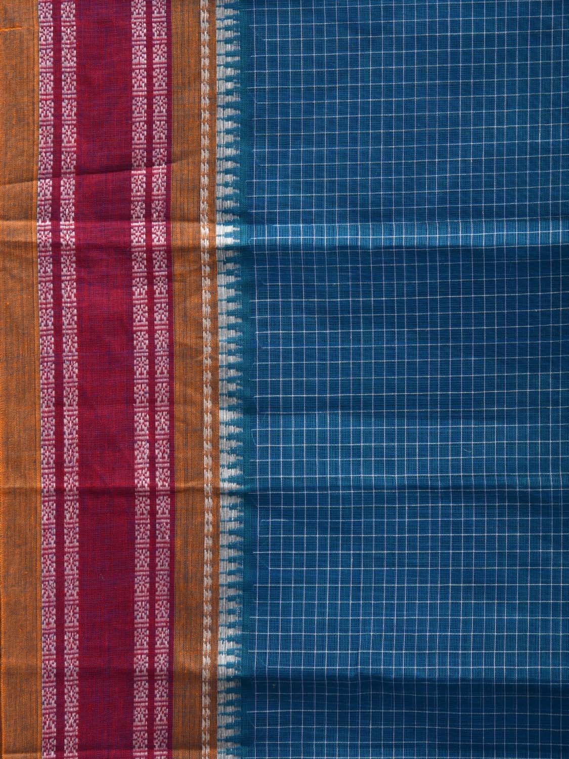 Blue Narayanpet Cotton Handloom Saree with Checks Design No Blouse np0540