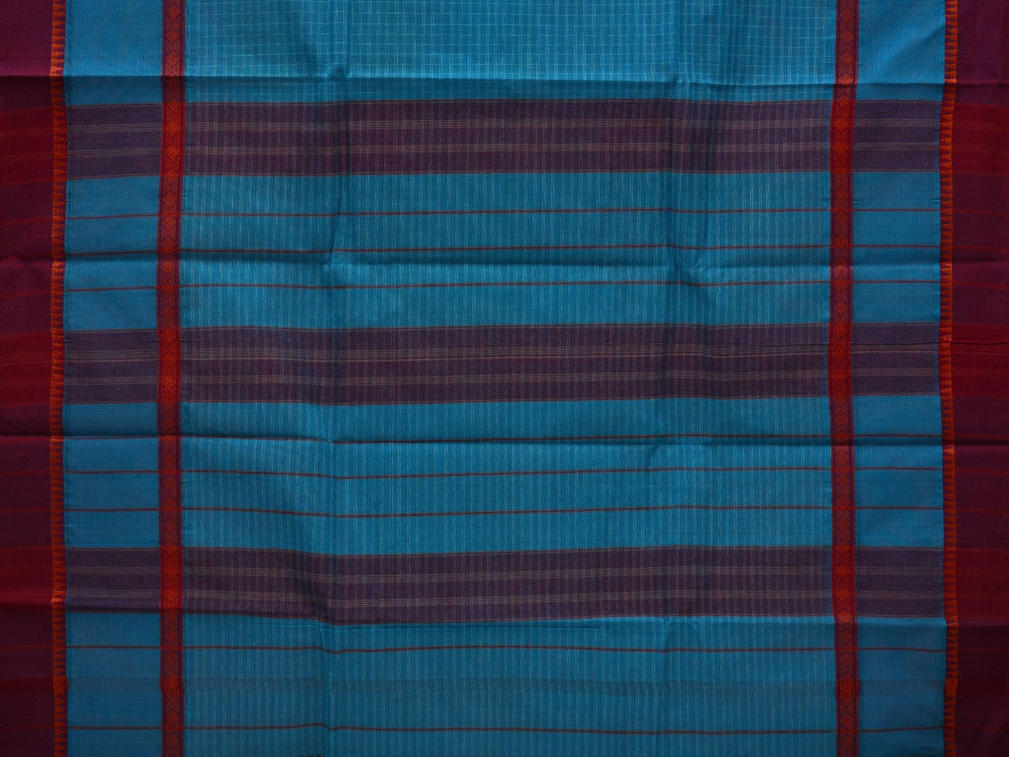 Blue Narayanpet Cotton Handloom Saree with Checks Design No Blouse np0614