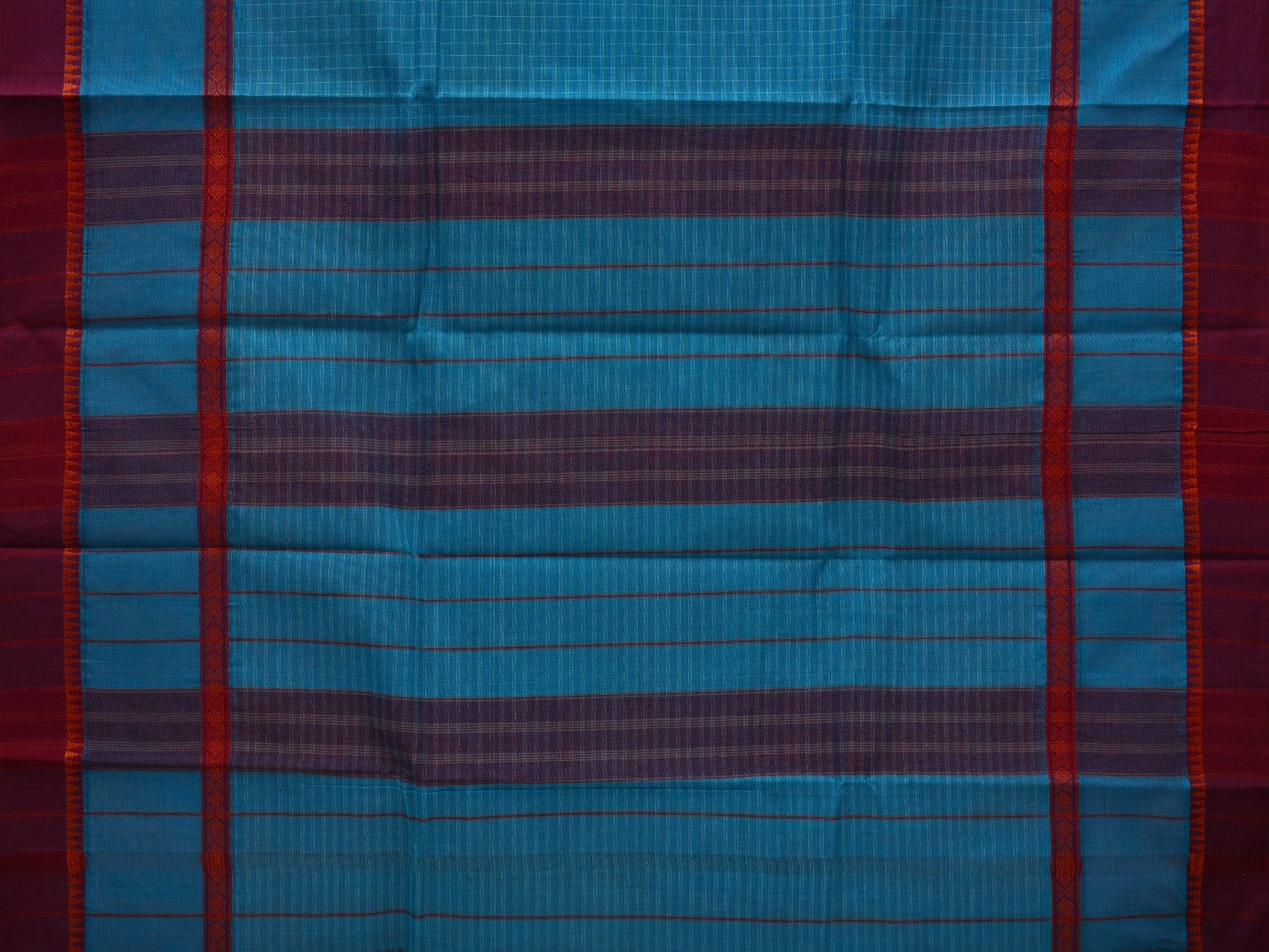 Blue Narayanpet Cotton Handloom Saree with Checks Design No Blouse np0614