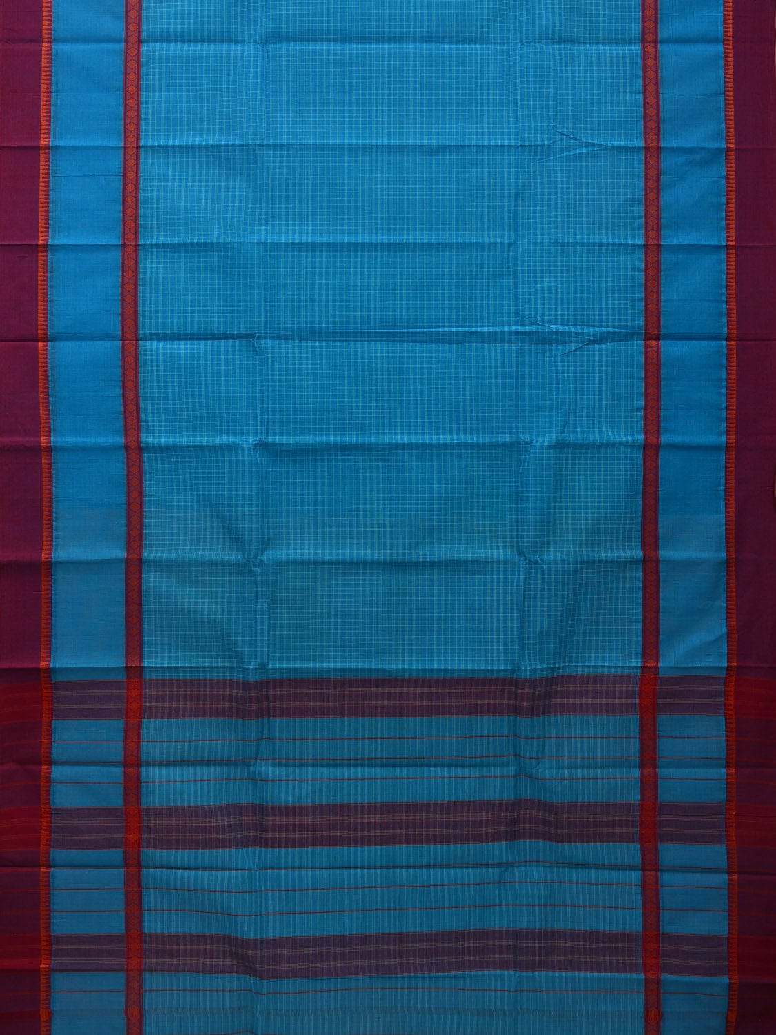 Blue Narayanpet Cotton Handloom Saree with Checks Design No Blouse np0614