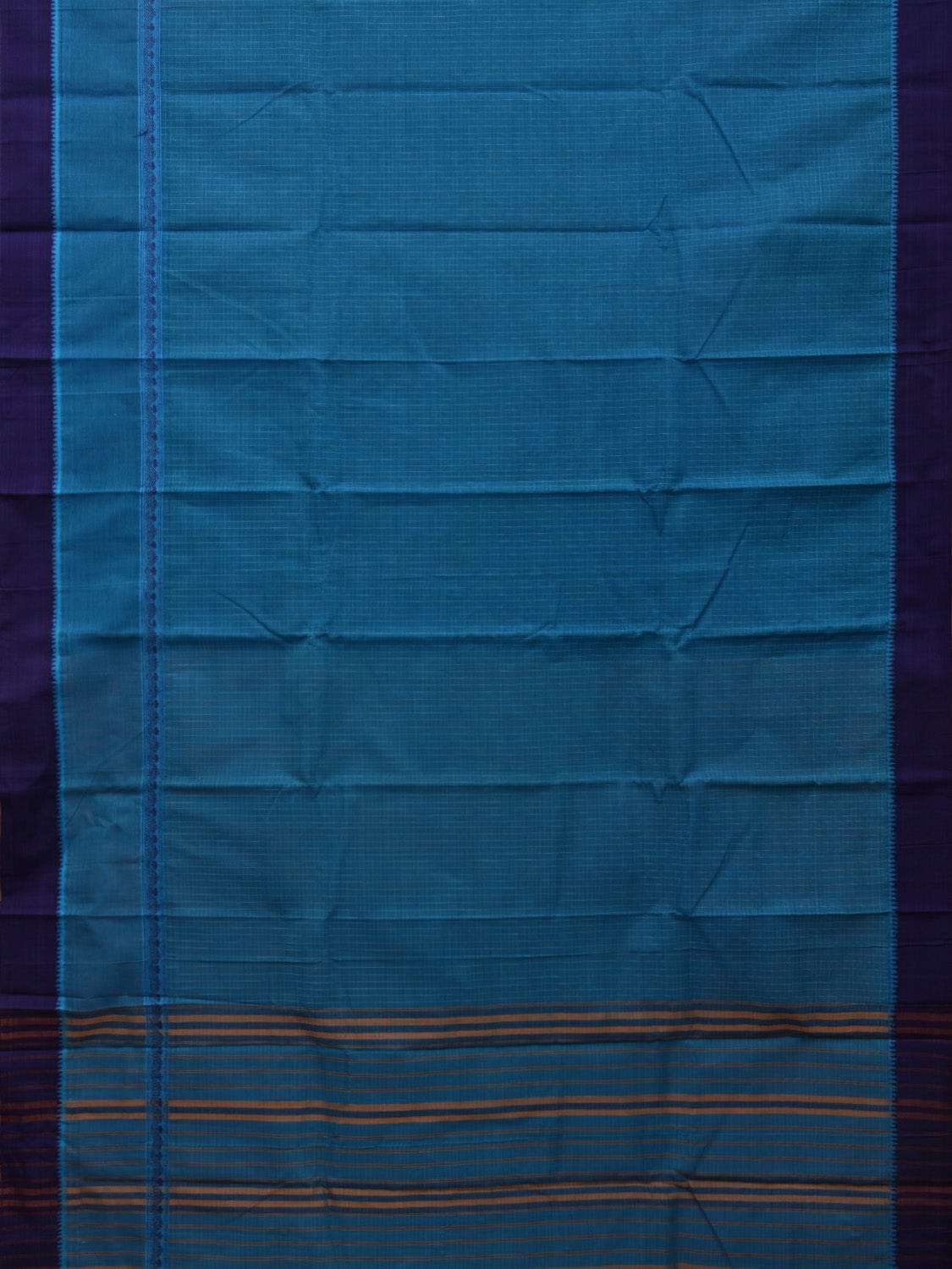 Blue Narayanpet Cotton Handloom Saree with Checks Design No Blouse np0616