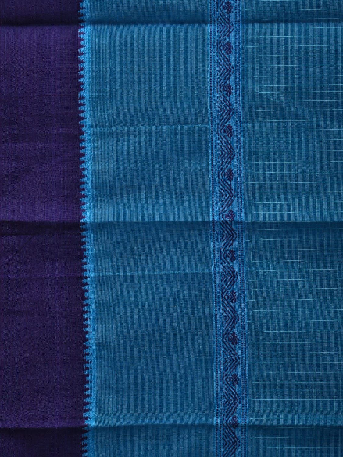 Blue Narayanpet Cotton Handloom Saree with Checks Design No Blouse np0616