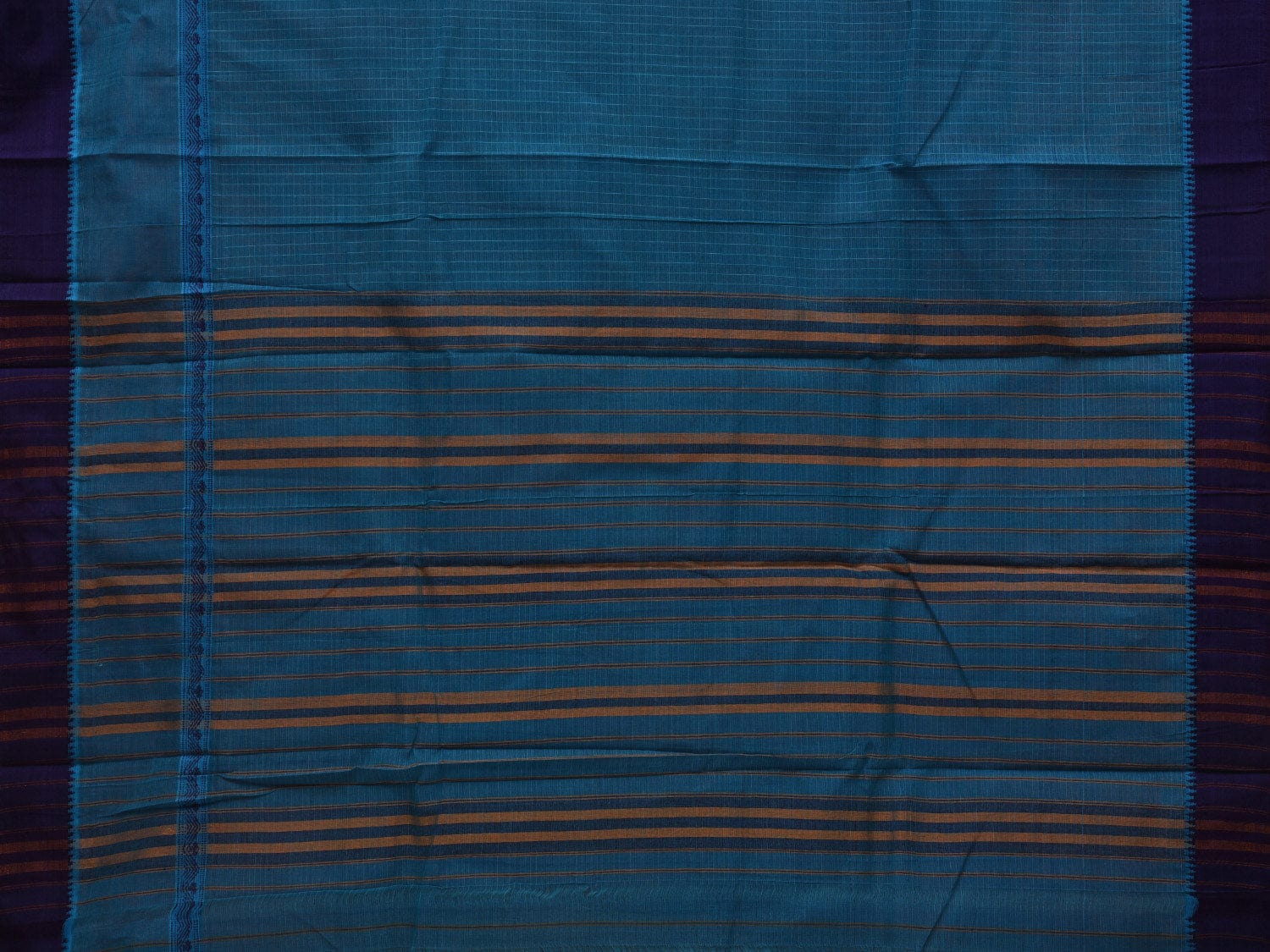 Blue Narayanpet Cotton Handloom Saree with Checks Design No Blouse np0616