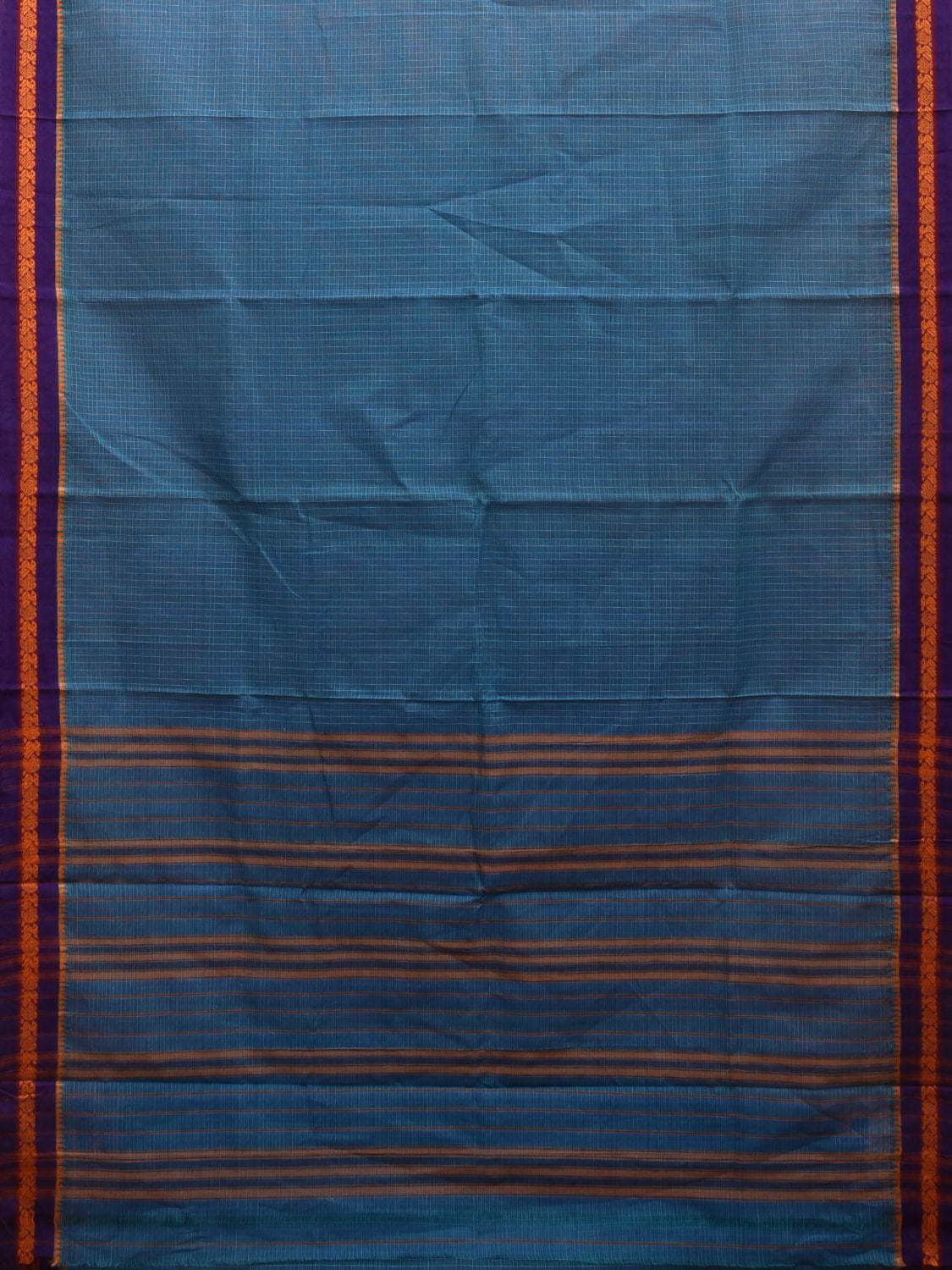 Blue Narayanpet Cotton Handloom Saree with Checks Design No Blouse np0886