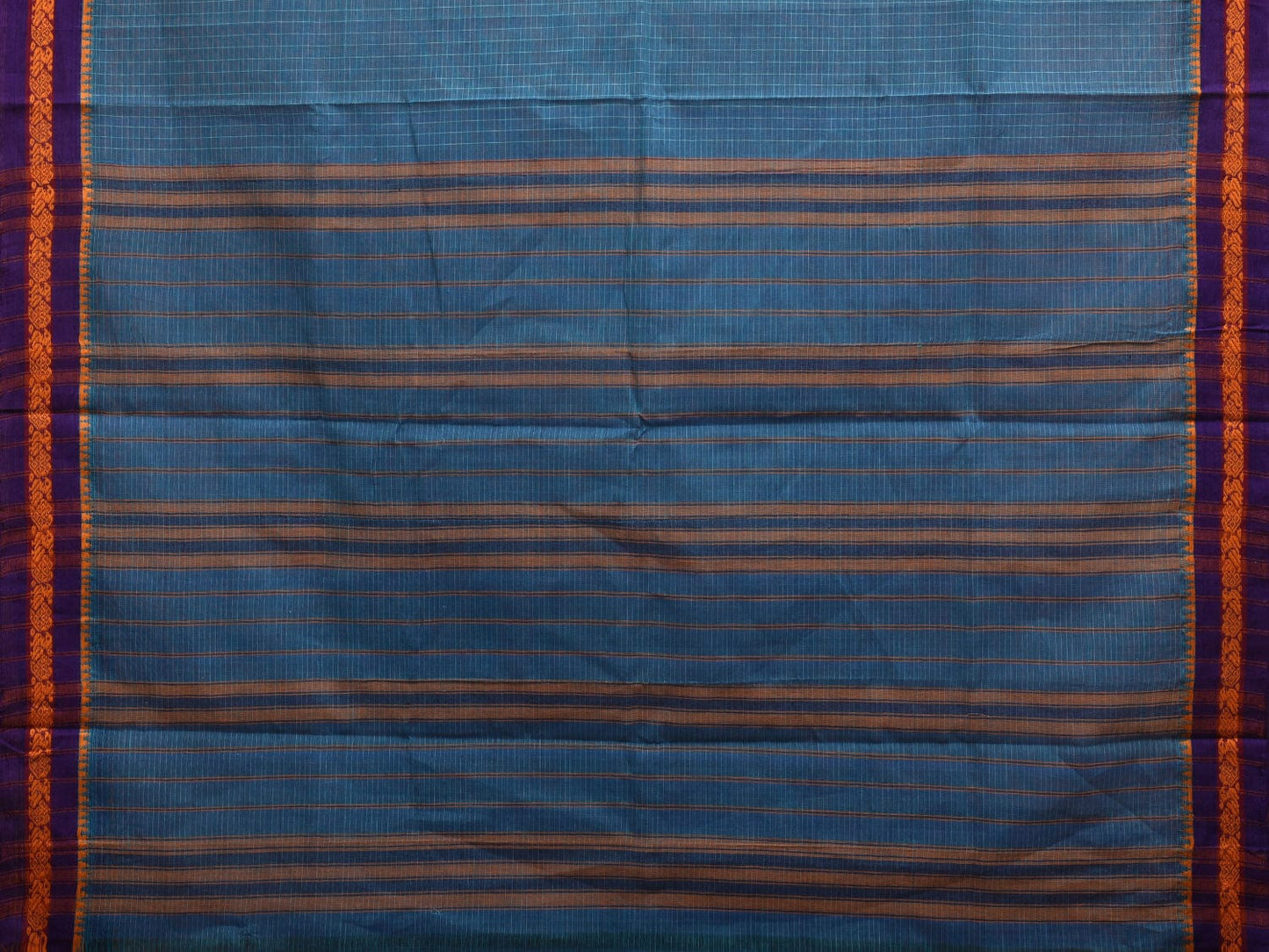 Blue Narayanpet Cotton Handloom Saree with Checks Design No Blouse np0886