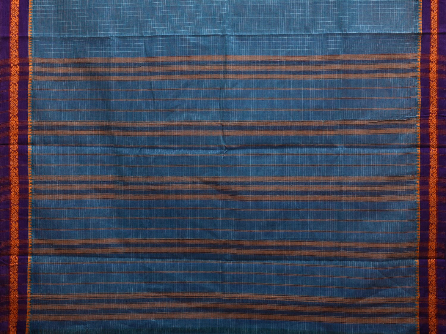 Blue Narayanpet Cotton Handloom Saree with Checks Design No Blouse np0886