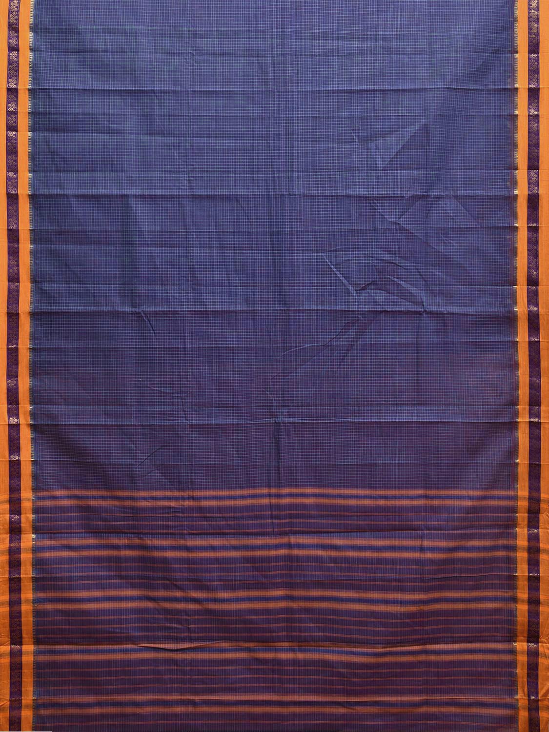 Blue Narayanpet Cotton Handloom Saree with Checks Design No Blouse np1072