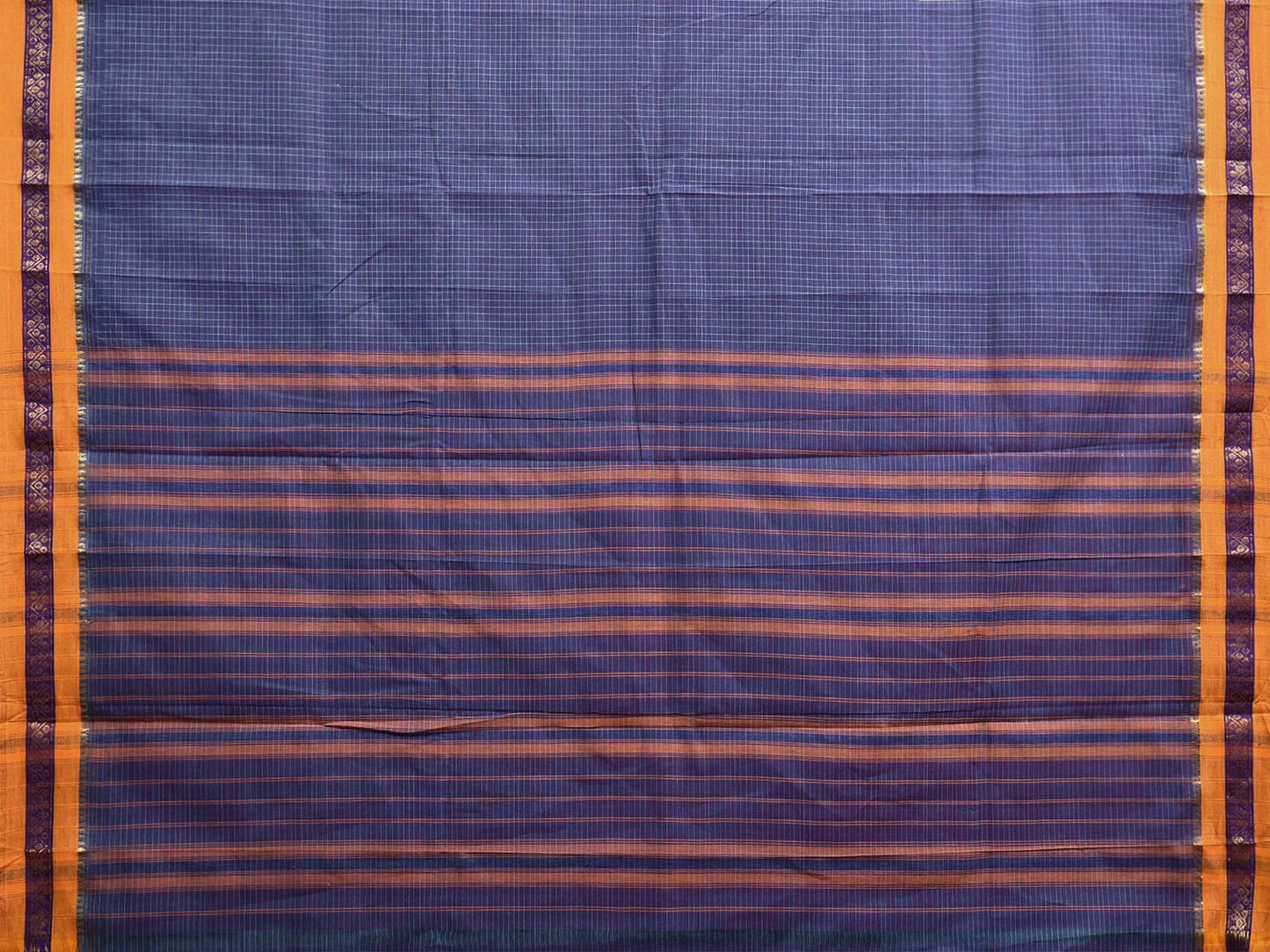 Blue Narayanpet Cotton Handloom Saree with Checks Design No Blouse np1072