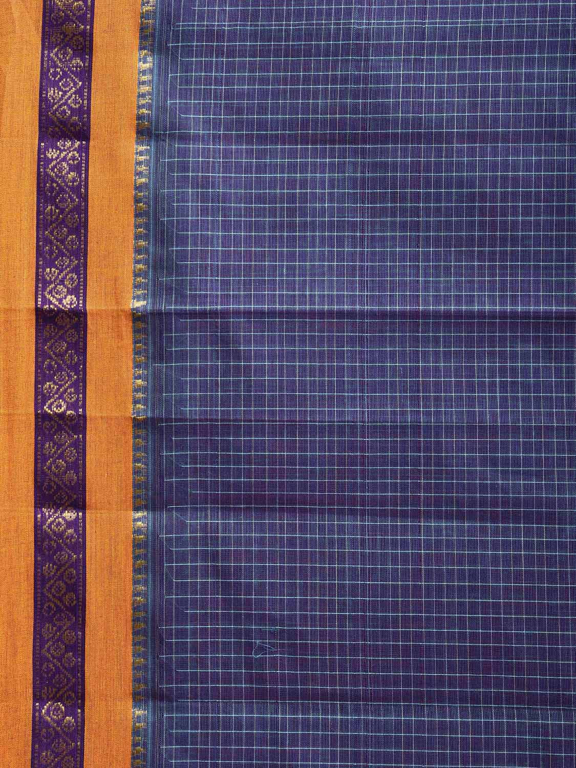 Blue Narayanpet Cotton Handloom Saree with Checks Design No Blouse np1072