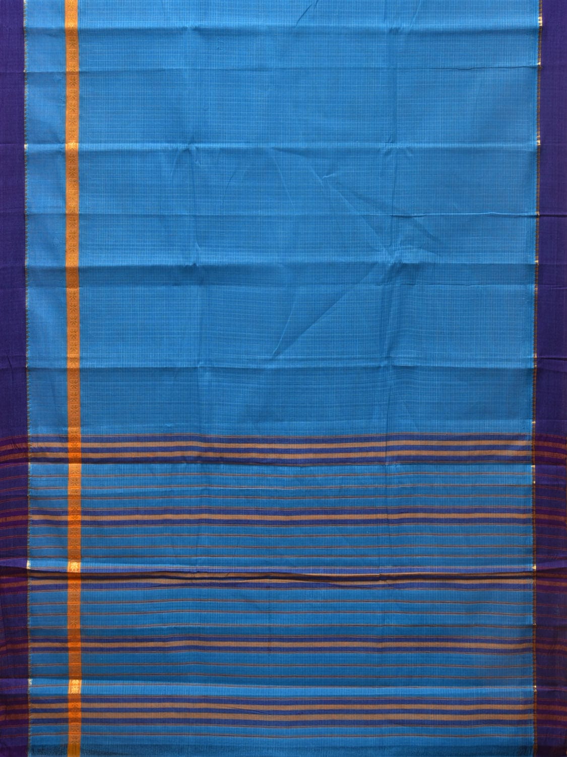 Blue Narayanpet Cotton Handloom Saree with One Side Big Border Design No Blouse np0788
