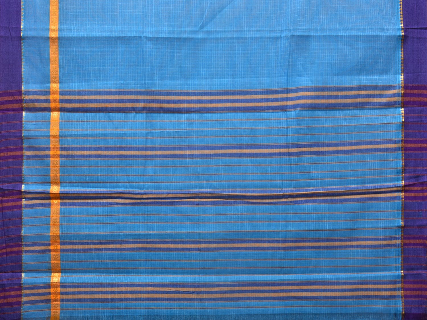 Blue Narayanpet Cotton Handloom Saree with One Side Big Border Design No Blouse np0788