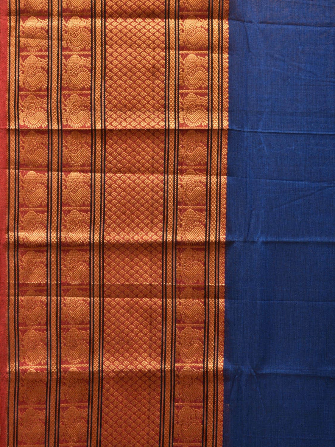 Blue Narayanpet Cotton Handloom Saree with One Side Big Border No Blouse np0738