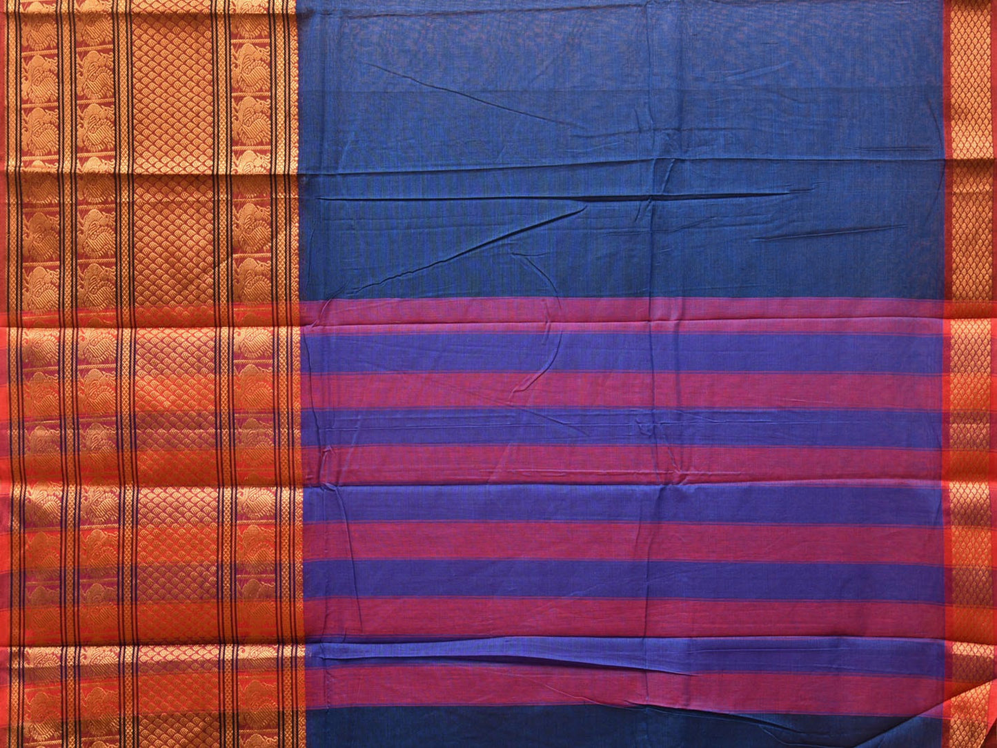 Blue Narayanpet Cotton Handloom Saree with One Side Big Border No Blouse np0738