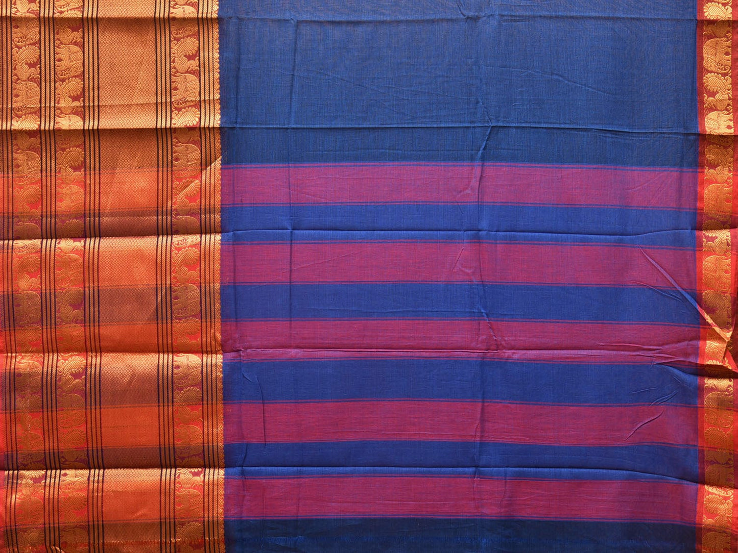 Blue Narayanpet Cotton Handloom Saree with One Side Big Border No Blouse np0742