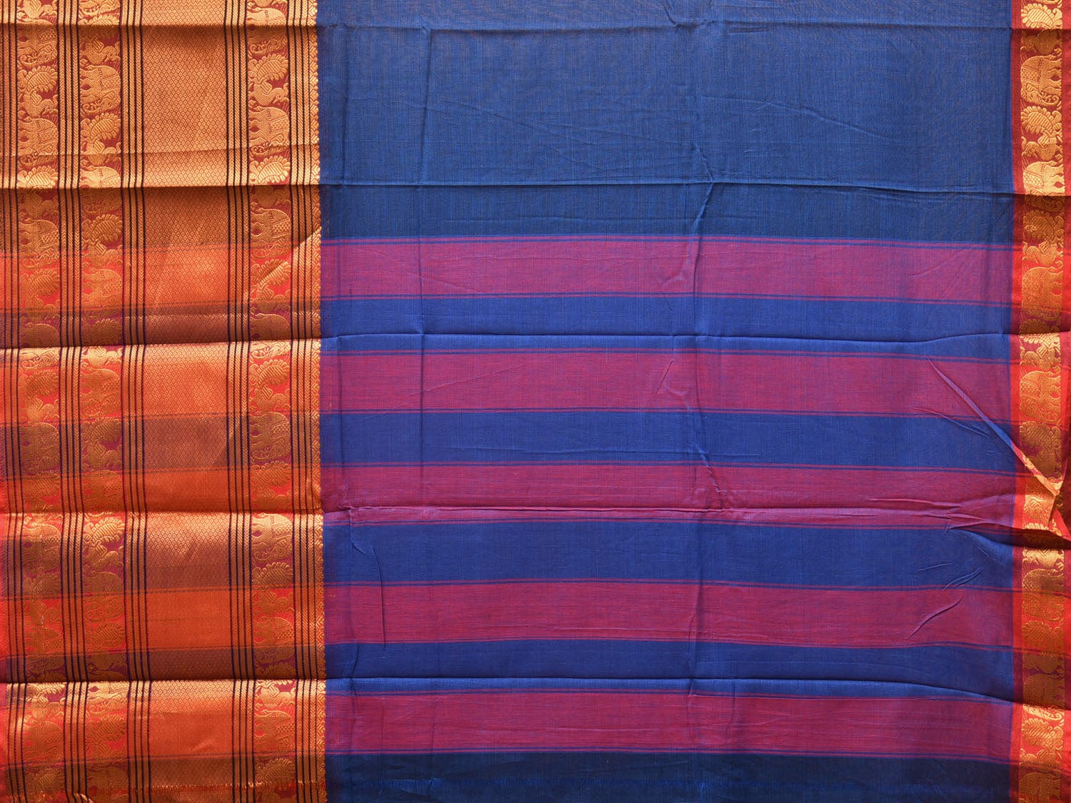 Blue Narayanpet Cotton Handloom Saree with One Side Big Border No Blouse np0742