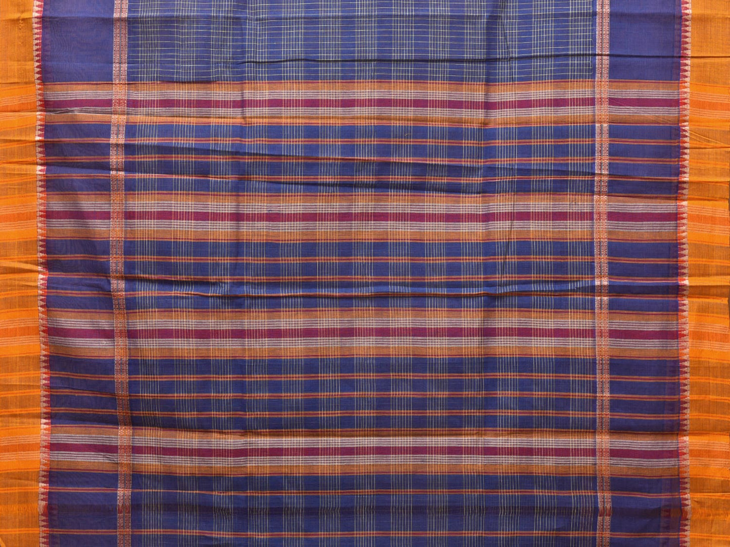 Blue Narayanpet Cotton Handloom Saree with Strips Design No Blouse np0758