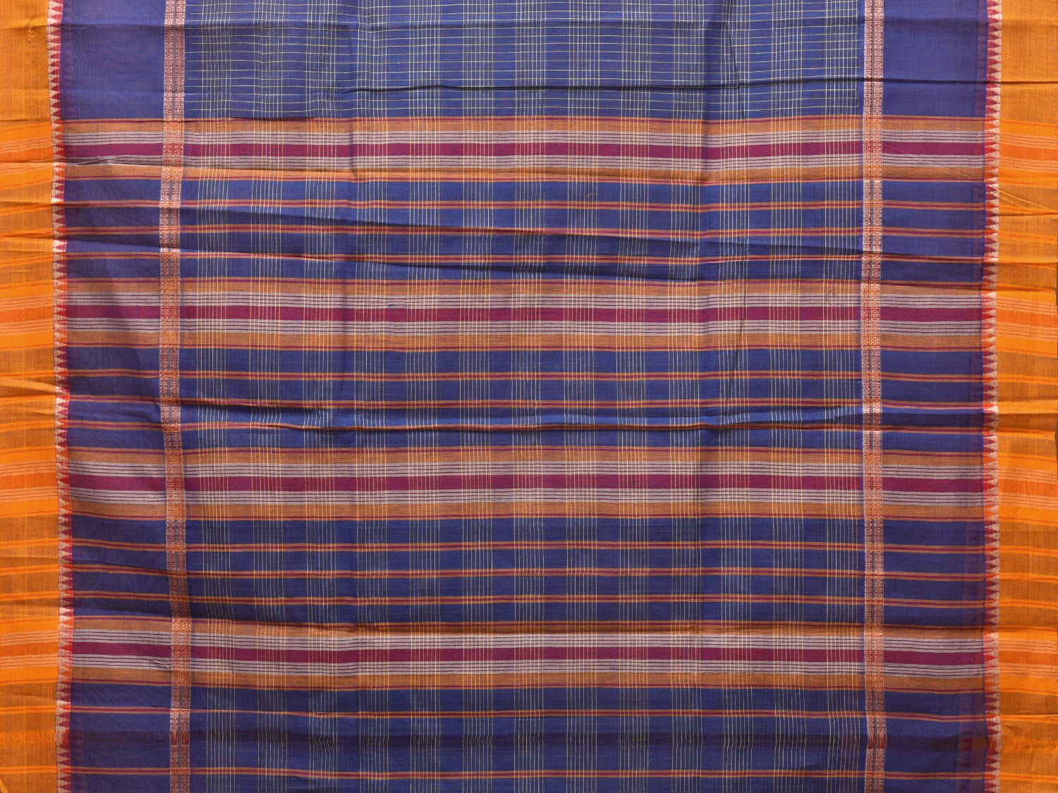 Blue Narayanpet Cotton Handloom Saree with Strips Design No Blouse np0758