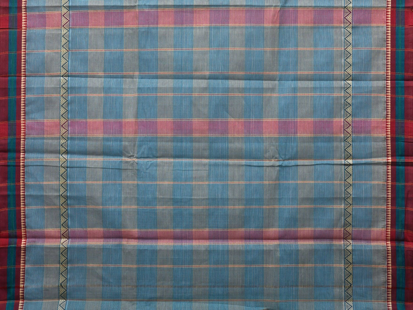 Blue Narayanpet Cotton Handloom Saree with Strips Design No Blouse np0811