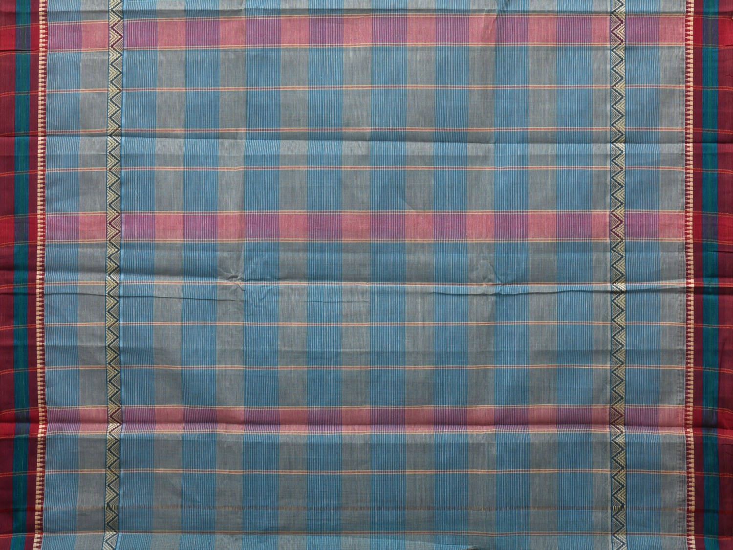 Blue Narayanpet Cotton Handloom Saree with Strips Design No Blouse np0811