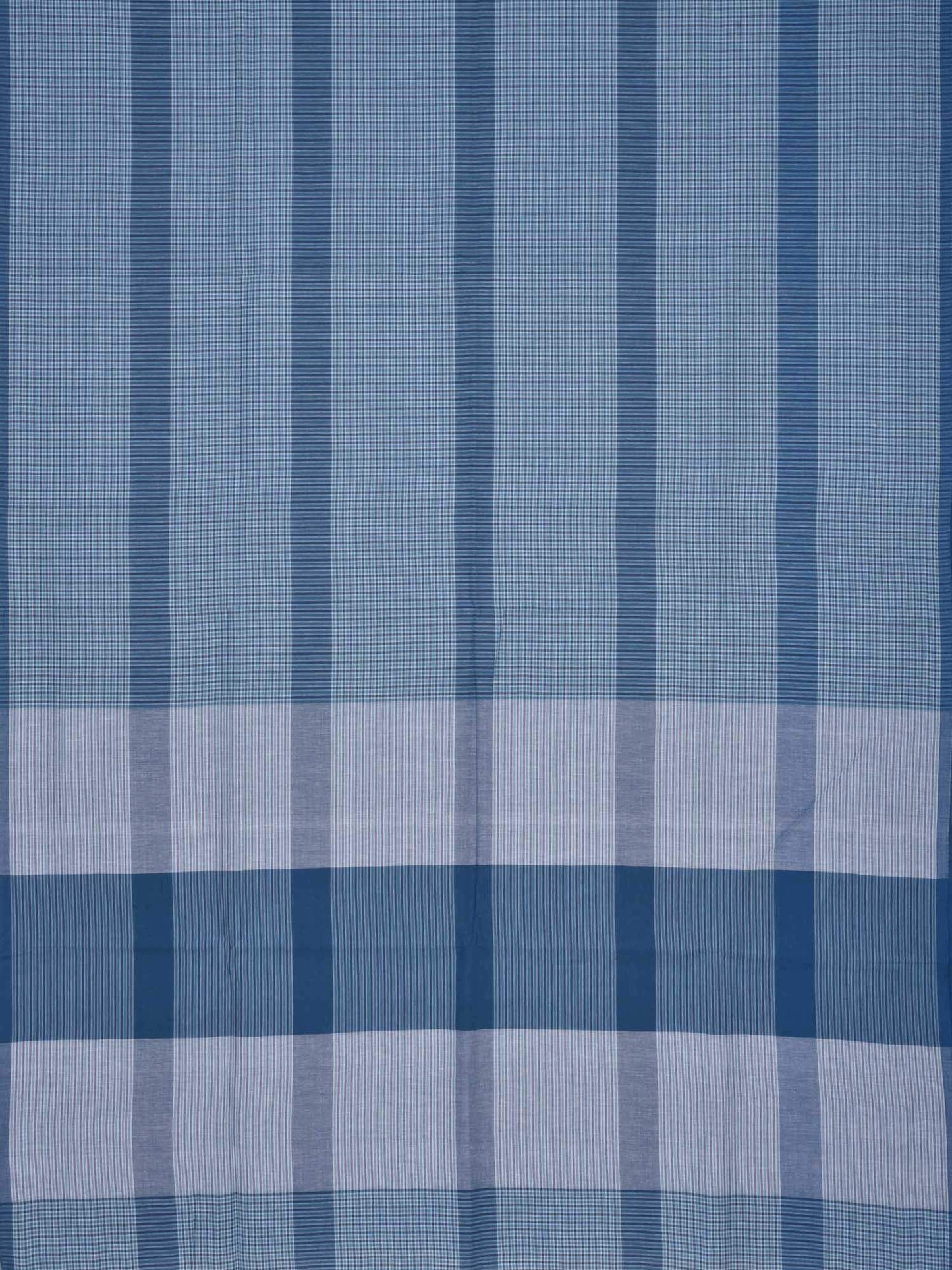 Blue Organic Cotton Handloom Saree with Small Checks Design o0129