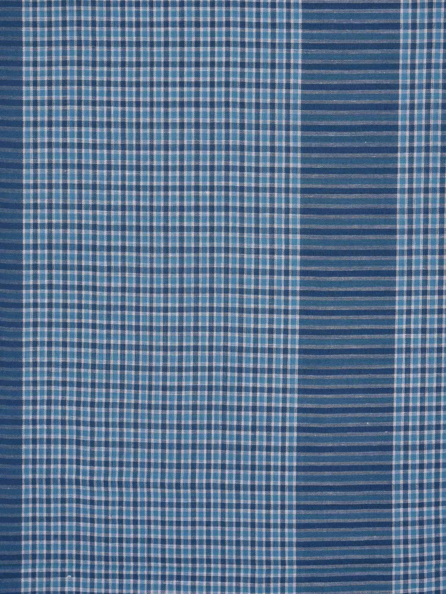 Blue Organic Cotton Handloom Saree with Small Checks Design o0129