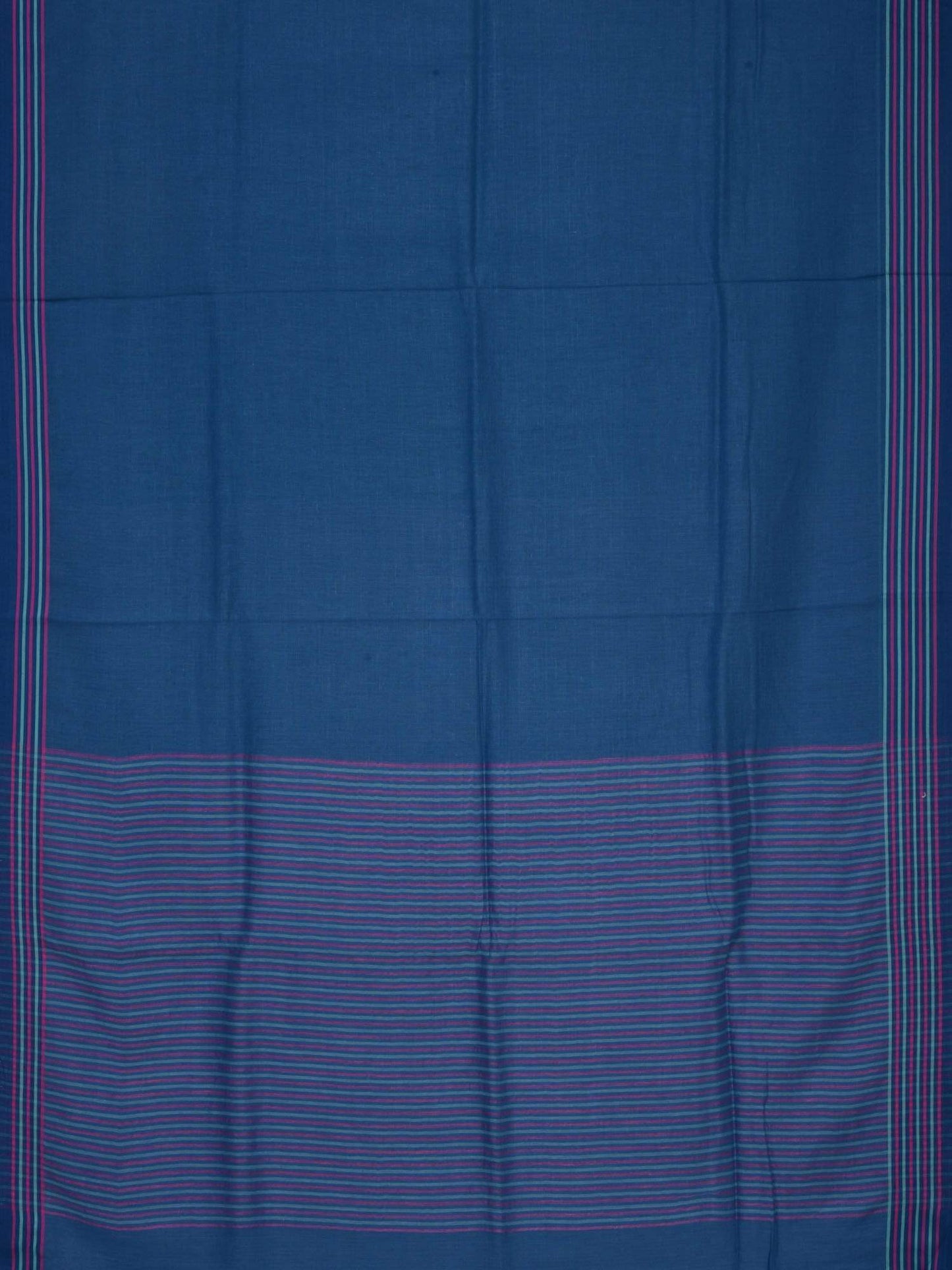 Blue Organic Cotton Handloom Saree with Stripes Pallu Design o0127