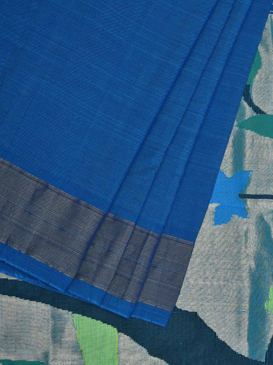 Blue Paithani Cotton Handloom Saree with Parrots Pallu Design p0469