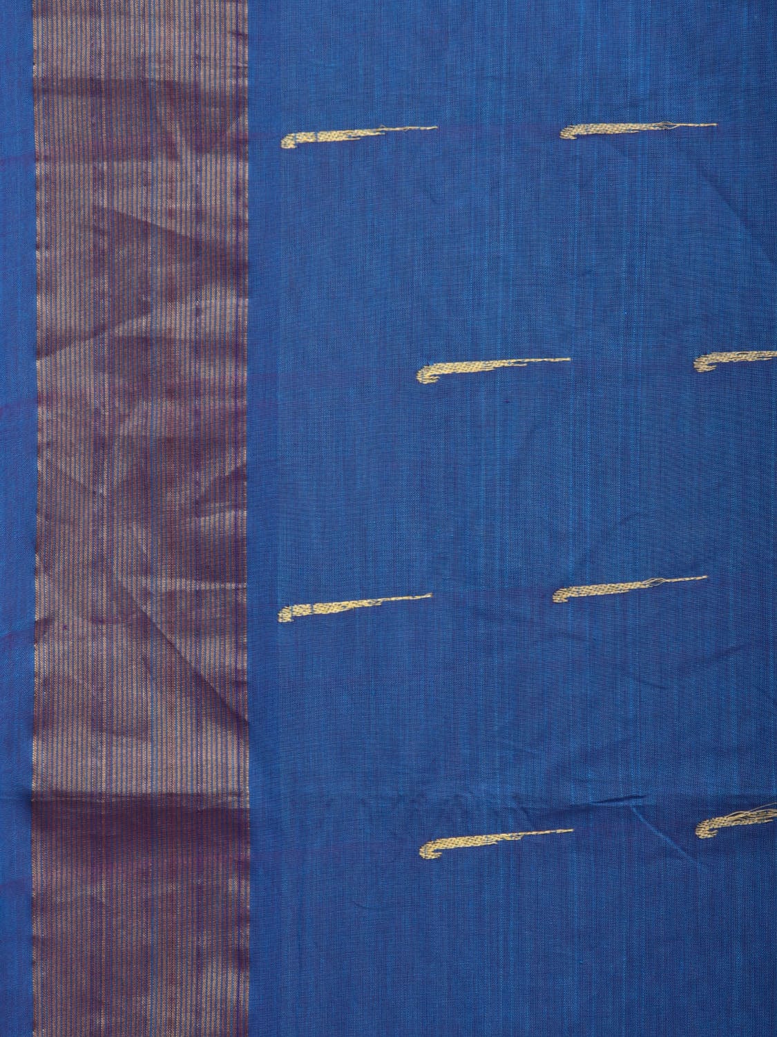 Blue Paithani Cotton Handloom Saree with Peacocks Pallu Design p0455