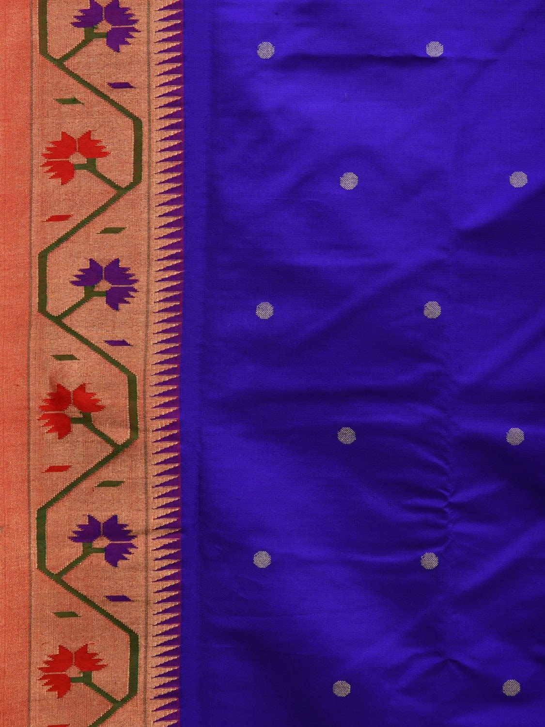 Blue Paithani Silk Handloom Saree with Ashavali Border Design p0409