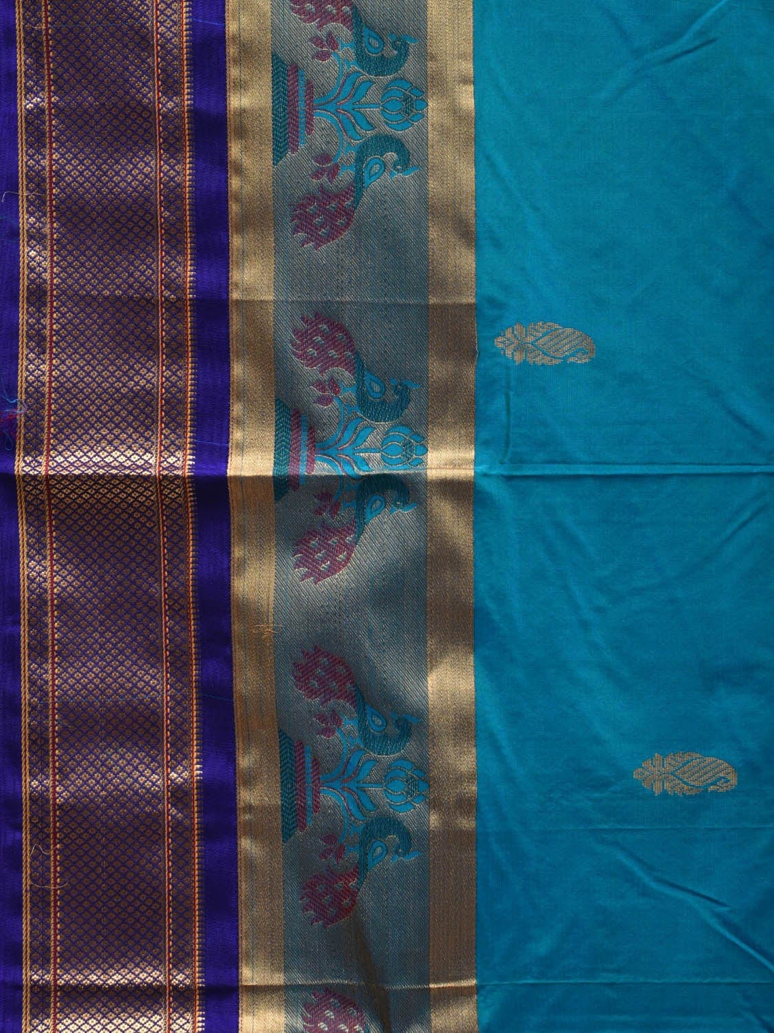Blue Paithani Silk Handloom Saree with Border and Body Buta Design p0423