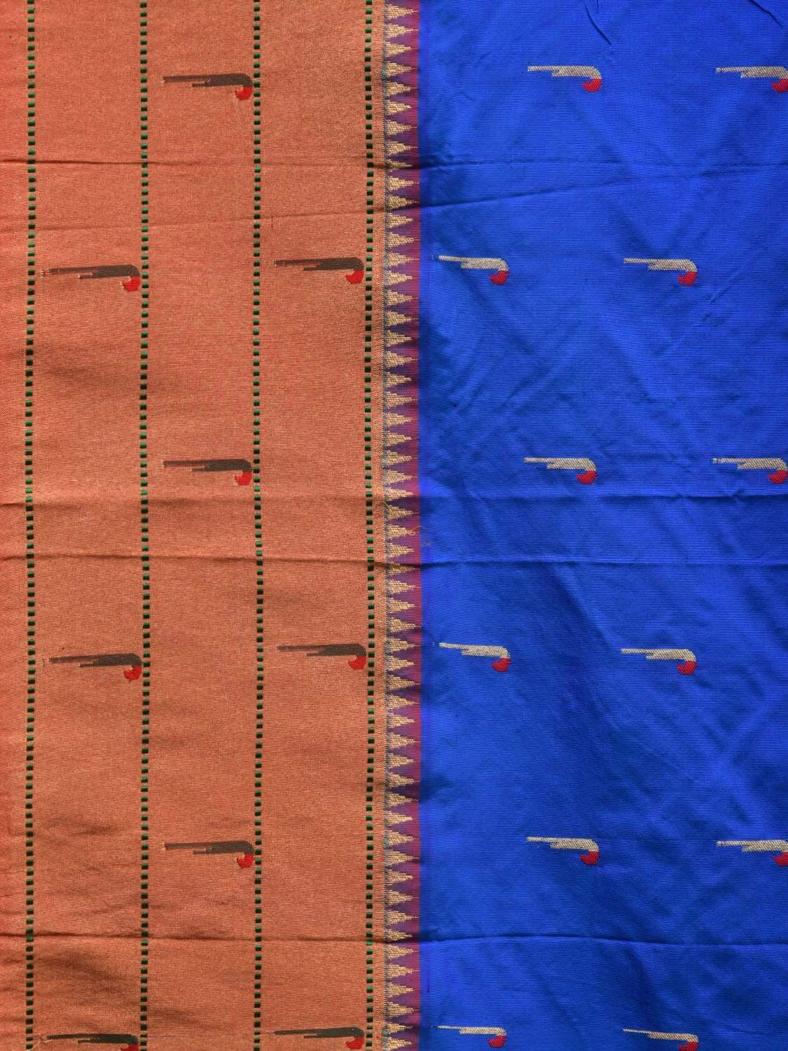 Blue Paithani Silk Handloom Saree with Triple Muniya Border Design p0387