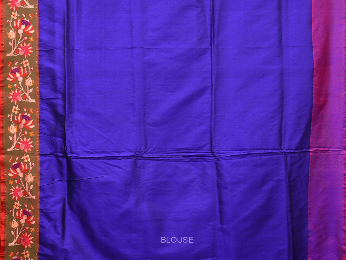 Blue Paithani Silk Saree with Lotus Flowers Pallu and Border Design p0484