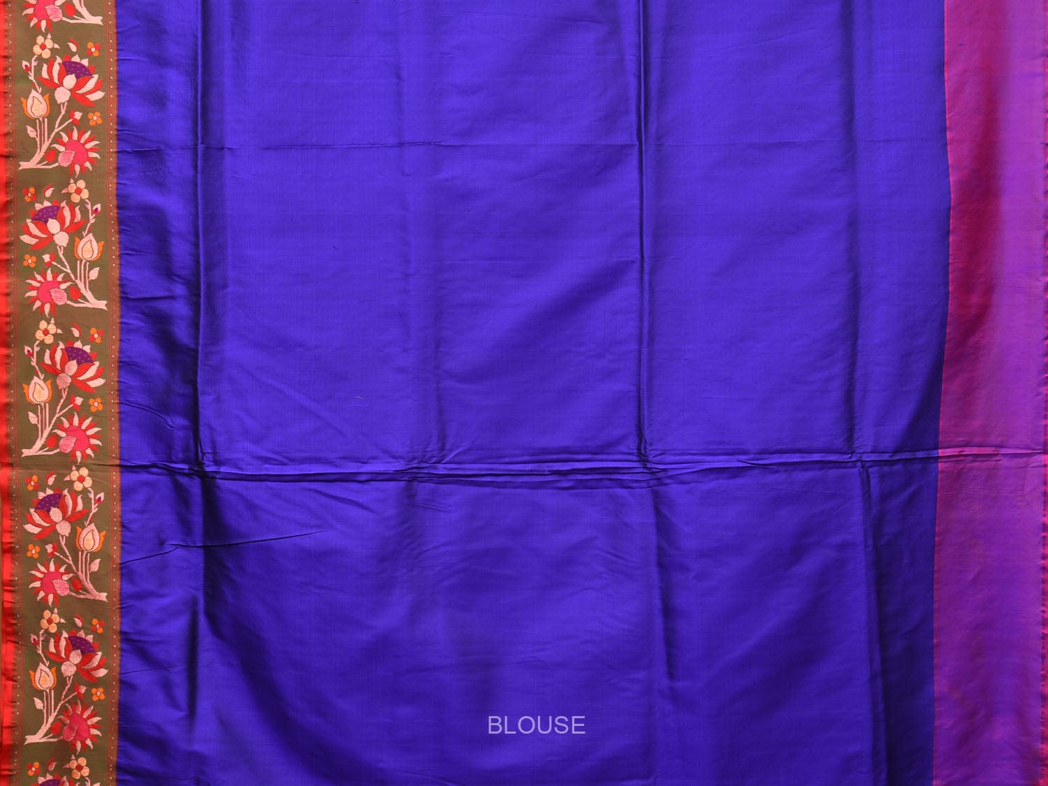 Blue Paithani Silk Saree with Lotus Flowers Pallu and Border Design p0484