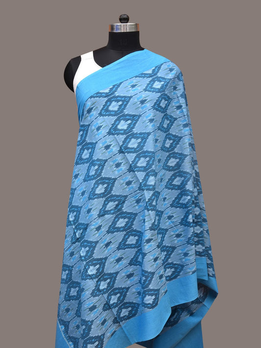 Blue Pochamaplly Ikat Cotton Handloom Dupatta with Grill Design ds3362