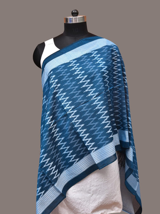 Blue Pochamaplly Ikat Cotton Handloom Stole with Zig-Zag Design ds3372