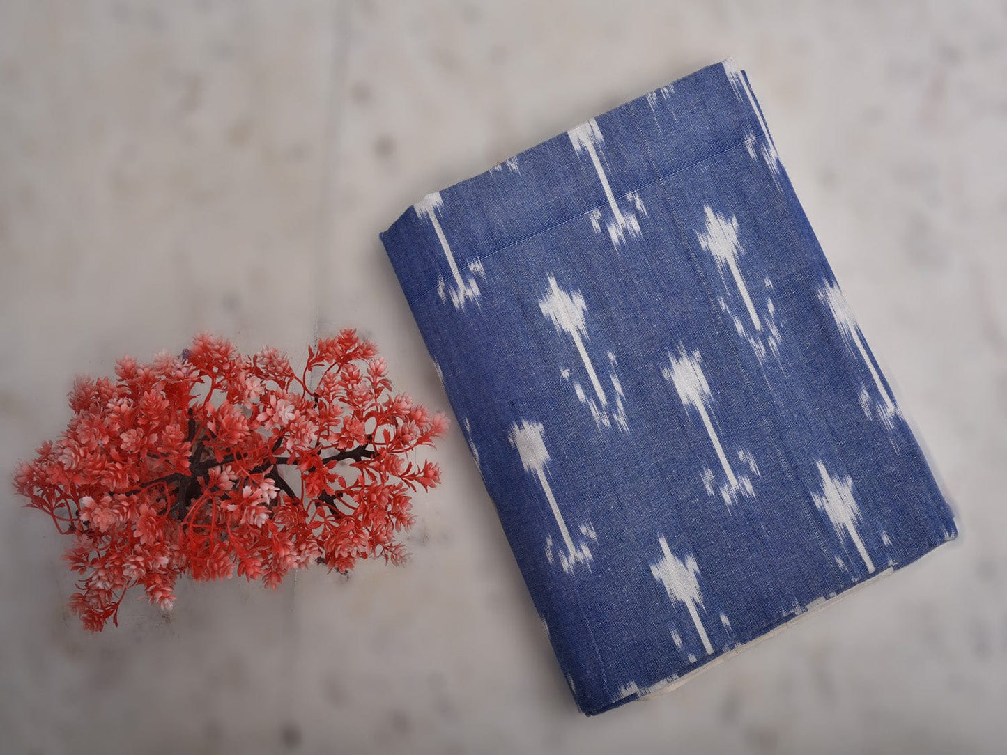 Blue Pochampally Ikat Cotton Handloom Bedsheet with Arrowhead Design 90 x 108 Inches bd0045