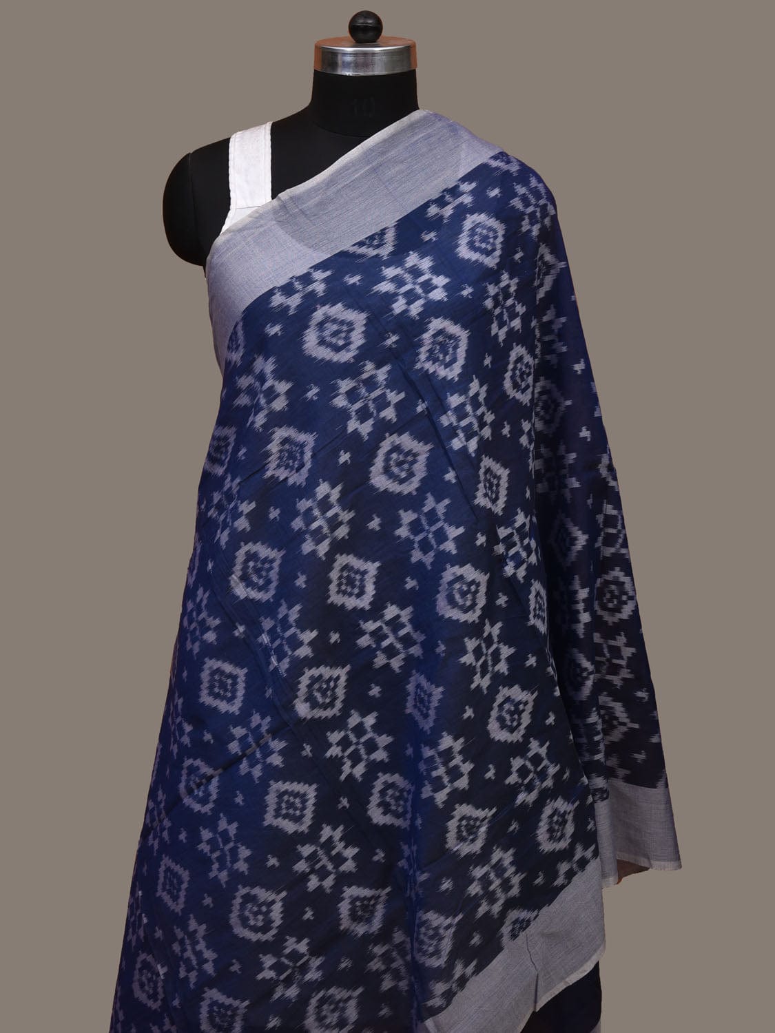 Blue Pochampally Ikat Cotton Handloom Dupatta with All Over Design ds3062