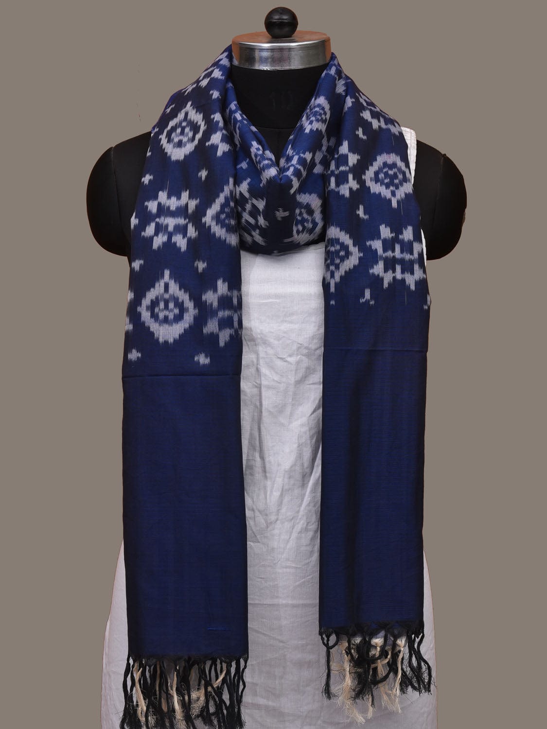 Blue Pochampally Ikat Cotton Handloom Dupatta with All Over Design ds3062