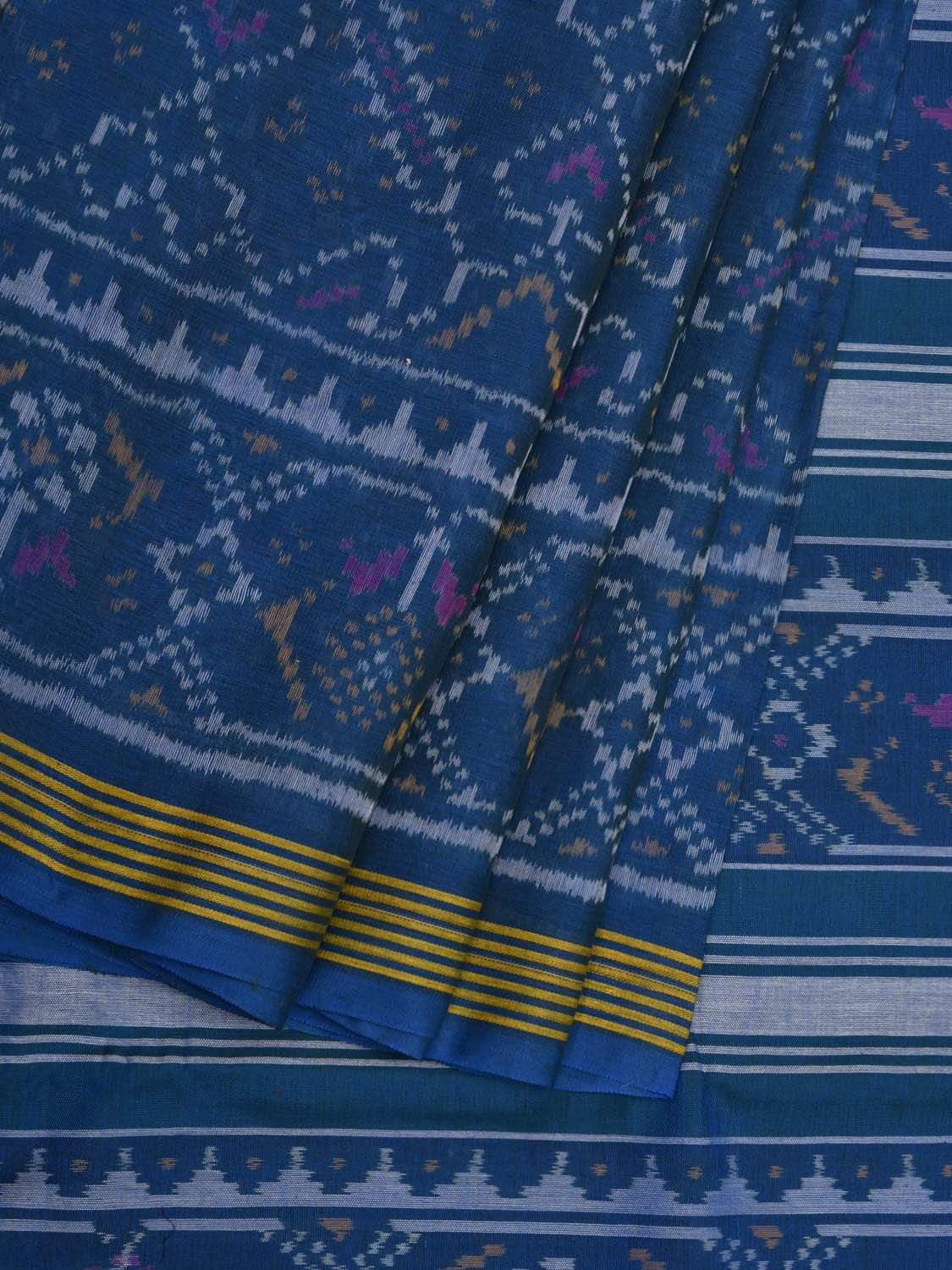 Blue Pochampally Ikat Cotton Handloom Saree with All Over Body Design i0636