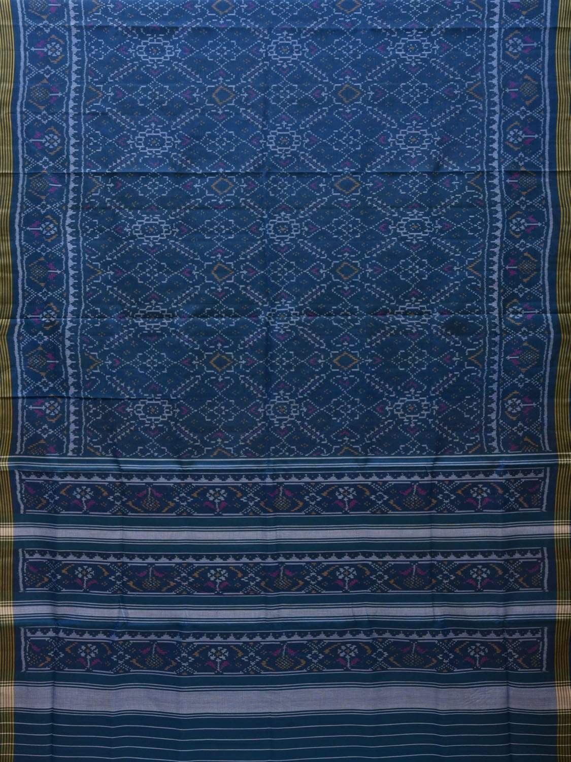 Blue Pochampally Ikat Cotton Handloom Saree with All Over Body Design i0636