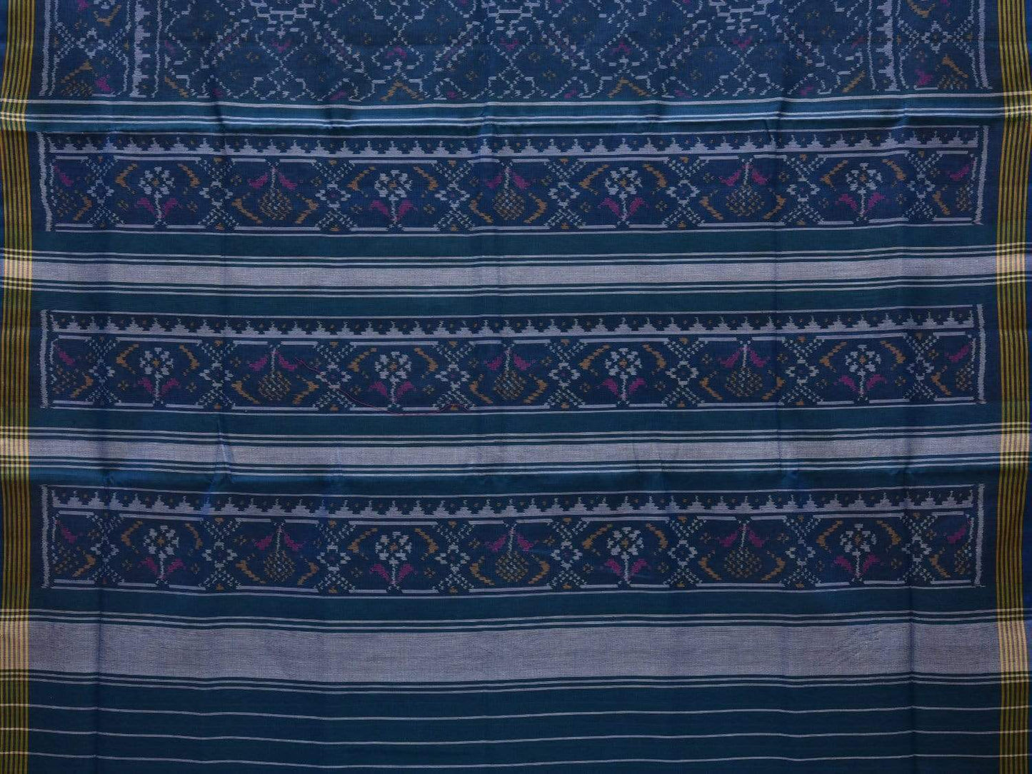 Blue Pochampally Ikat Cotton Handloom Saree with All Over Body Design i0636