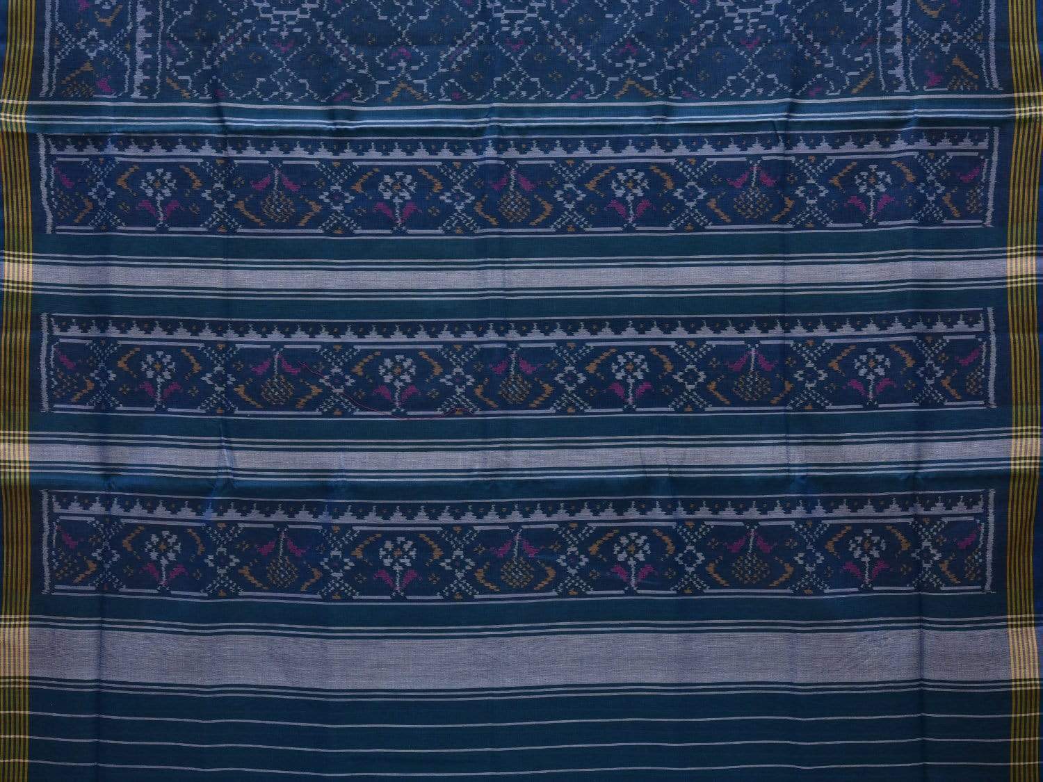 Blue Pochampally Ikat Cotton Handloom Saree with All Over Body Design i0636