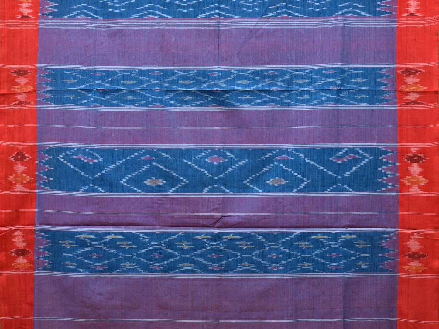 Blue Pochampally Ikat Cotton Handloom Saree with Body Buta and Border Design No Blouse i0827