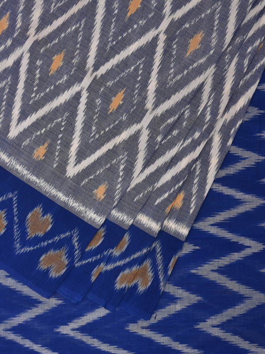 Blue Pochampally Ikat Cotton Handloom Saree with Grill Design No Blouse i0835