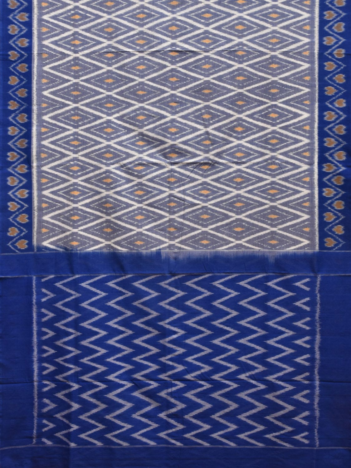 Blue Pochampally Ikat Cotton Handloom Saree with Grill Design No Blouse i0835