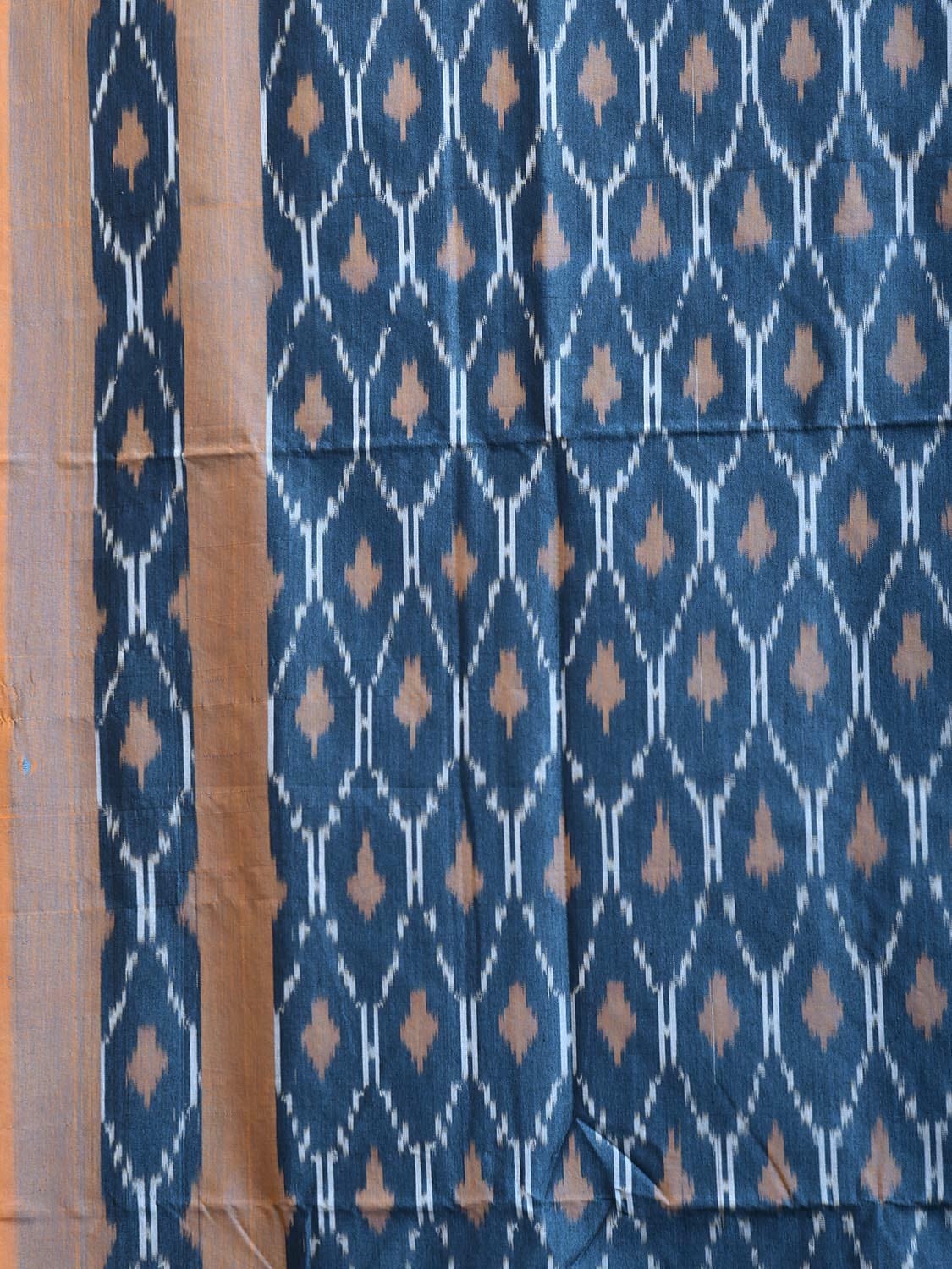 Blue Pochampally Ikat Cotton Handloom Saree with Grill Design No Blouse i0976