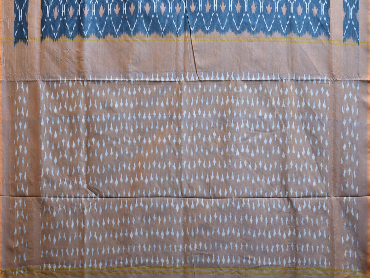 Blue Pochampally Ikat Cotton Handloom Saree with Grill Design No Blouse i0976