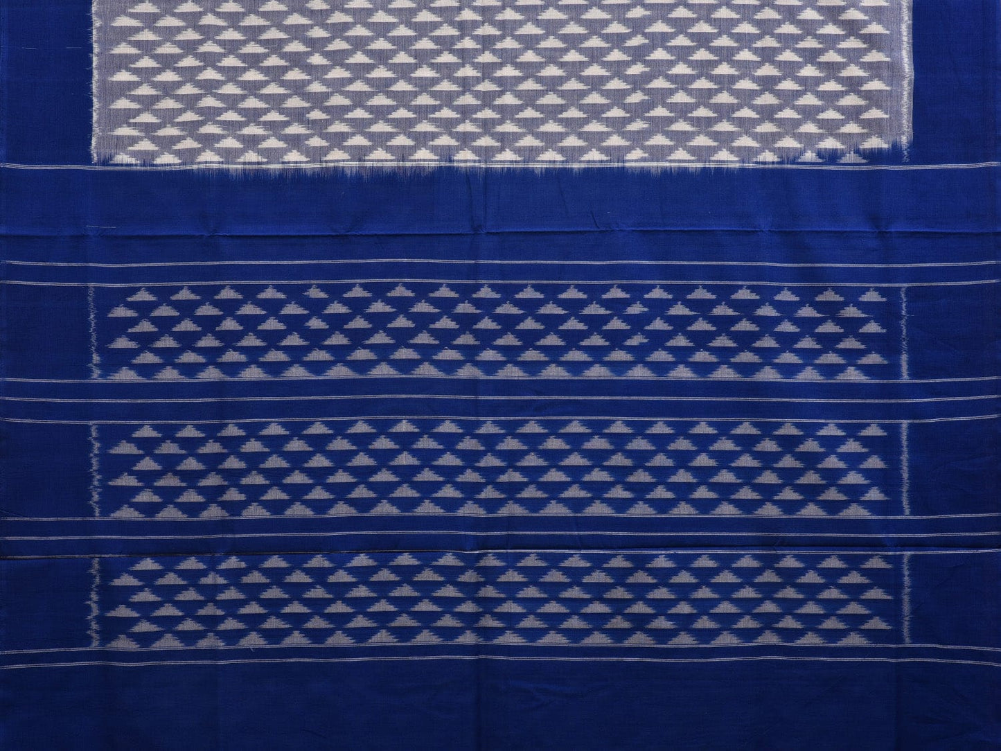 Blue Pochampally Ikat Cotton Handloom Saree with Triangle Buta Design i0655