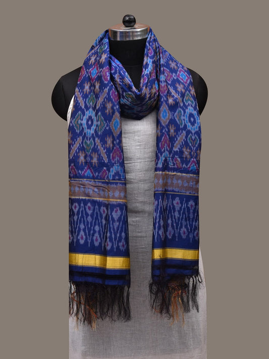 Blue Pochampally Ikat Cotton Silk Handloom Dupatta with Grill Design ds2776